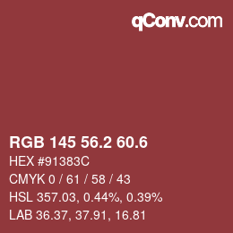 カラーコード: RGB 145 56.2 60.6 | qconv.com
