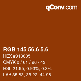カラーコード: RGB 145 56.6 5.6 | qconv.com