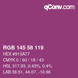 カラーコード: RGB 145 58 119 | qconv.com