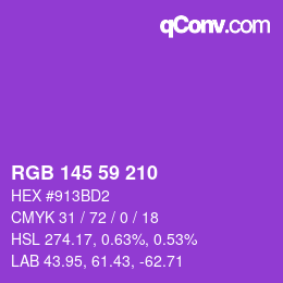 Color code: RGB 145 59 210 | qconv.com