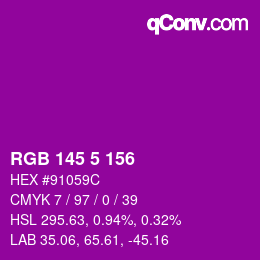 カラーコード: RGB 145 5 156 | qconv.com