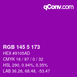Color code: RGB 145 5 173 | qconv.com