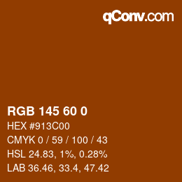 カラーコード: RGB 145 60 0 | qconv.com