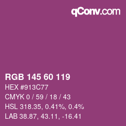 カラーコード: RGB 145 60 119 | qconv.com