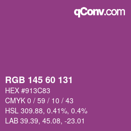 カラーコード: RGB 145 60 131 | qconv.com