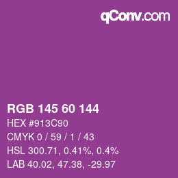 颜色代码: RGB 145 60 144 | qconv.com