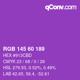 カラーコード: RGB 145 60 189 | qconv.com