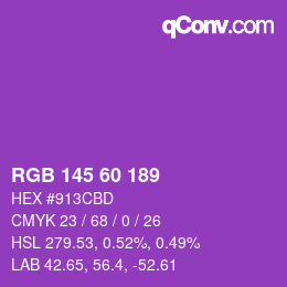 Color code: RGB 145 60 189 | qconv.com