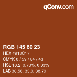 颜色代码: RGB 145 60 23 | qconv.com