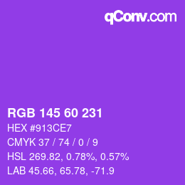 颜色代码: RGB 145 60 231 | qconv.com