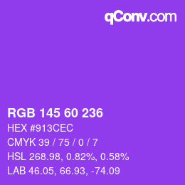 カラーコード: RGB 145 60 236 | qconv.com