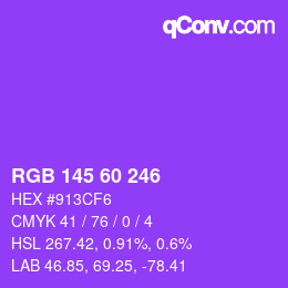 カラーコード: RGB 145 60 246 | qconv.com