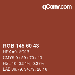 カラーコード: RGB 145 60 43 | qconv.com