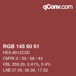 カラーコード: RGB 145 60 61 | qconv.com