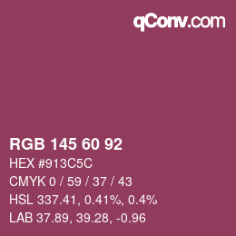 カラーコード: RGB 145 60 92 | qconv.com