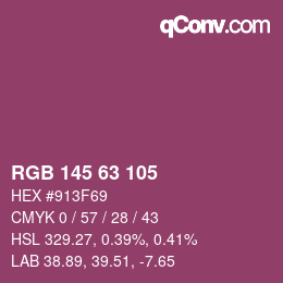 Color code: RGB 145 63 105 | qconv.com