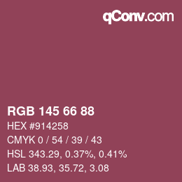 Color code: RGB 145 66 88 | qconv.com