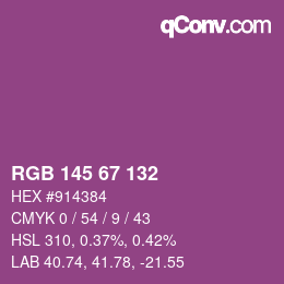 Color code: RGB 145 67 132 | qconv.com