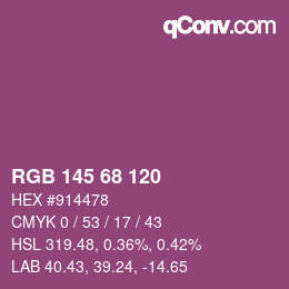 Color code: RGB 145 68 120 | qconv.com