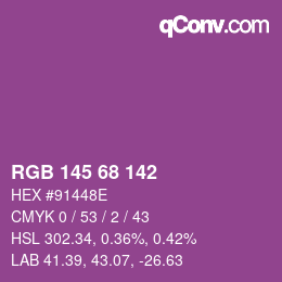 Color code: RGB 145 68 142 | qconv.com