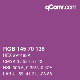 颜色代码: RGB 145 70 138 | qconv.com