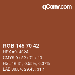 Color code: RGB 145 70 42 | qconv.com