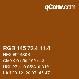 カラーコード: RGB 145 72.4 11.4 | qconv.com