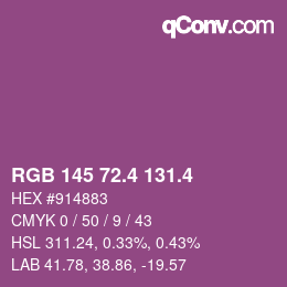 カラーコード: RGB 145 72.4 131.4 | qconv.com
