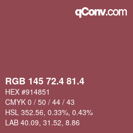 カラーコード: RGB 145 72.4 81.4 | qconv.com