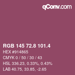 カラーコード: RGB 145 72.8 101.4 | qconv.com