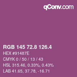 カラーコード: RGB 145 72.8 126.4 | qconv.com
