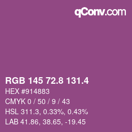 カラーコード: RGB 145 72.8 131.4 | qconv.com
