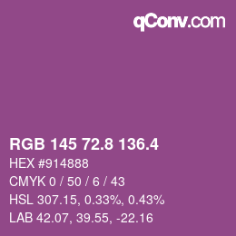 カラーコード: RGB 145 72.8 136.4 | qconv.com