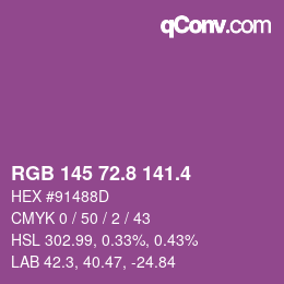 カラーコード: RGB 145 72.8 141.4 | qconv.com