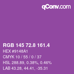 カラーコード: RGB 145 72.8 161.4 | qconv.com