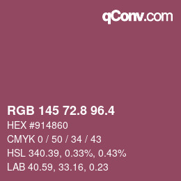 カラーコード: RGB 145 72.8 96.4 | qconv.com