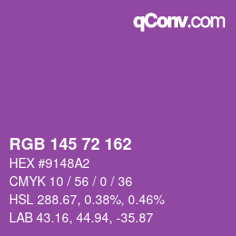 カラーコード: RGB 145 72 162 | qconv.com