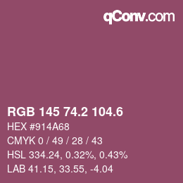 カラーコード: RGB 145 74.2 104.6 | qconv.com