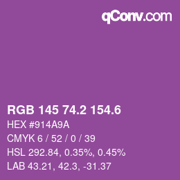 カラーコード: RGB 145 74.2 154.6 | qconv.com