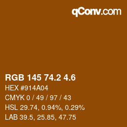 カラーコード: RGB 145 74.2 4.6 | qconv.com