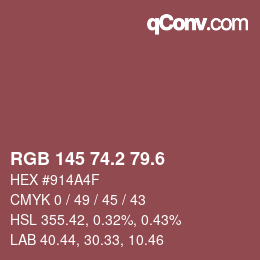 カラーコード: RGB 145 74.2 79.6 | qconv.com