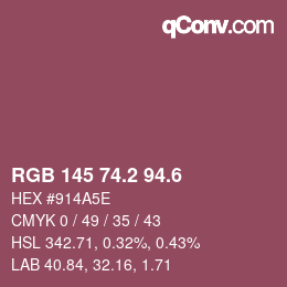 カラーコード: RGB 145 74.2 94.6 | qconv.com