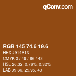 カラーコード: RGB 145 74.6 19.6 | qconv.com