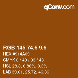 カラーコード: RGB 145 74.6 9.6 | qconv.com