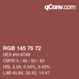 Color code: RGB 145 76 72 | qconv.com