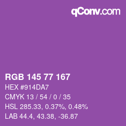 カラーコード: RGB 145 77 167 | qconv.com