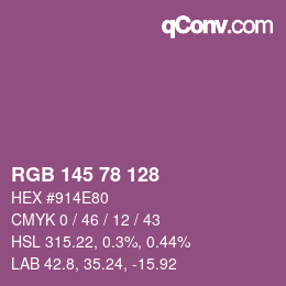 カラーコード: RGB 145 78 128 | qconv.com