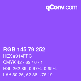 カラーコード: RGB 145 79 252 | qconv.com