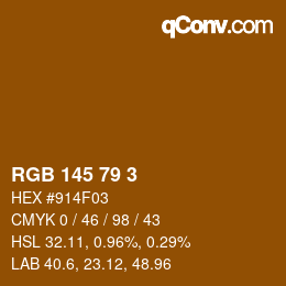 Color code: RGB 145 79 3 | qconv.com