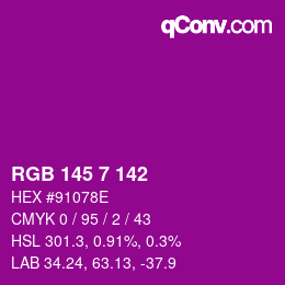 Color code: RGB 145 7 142 | qconv.com